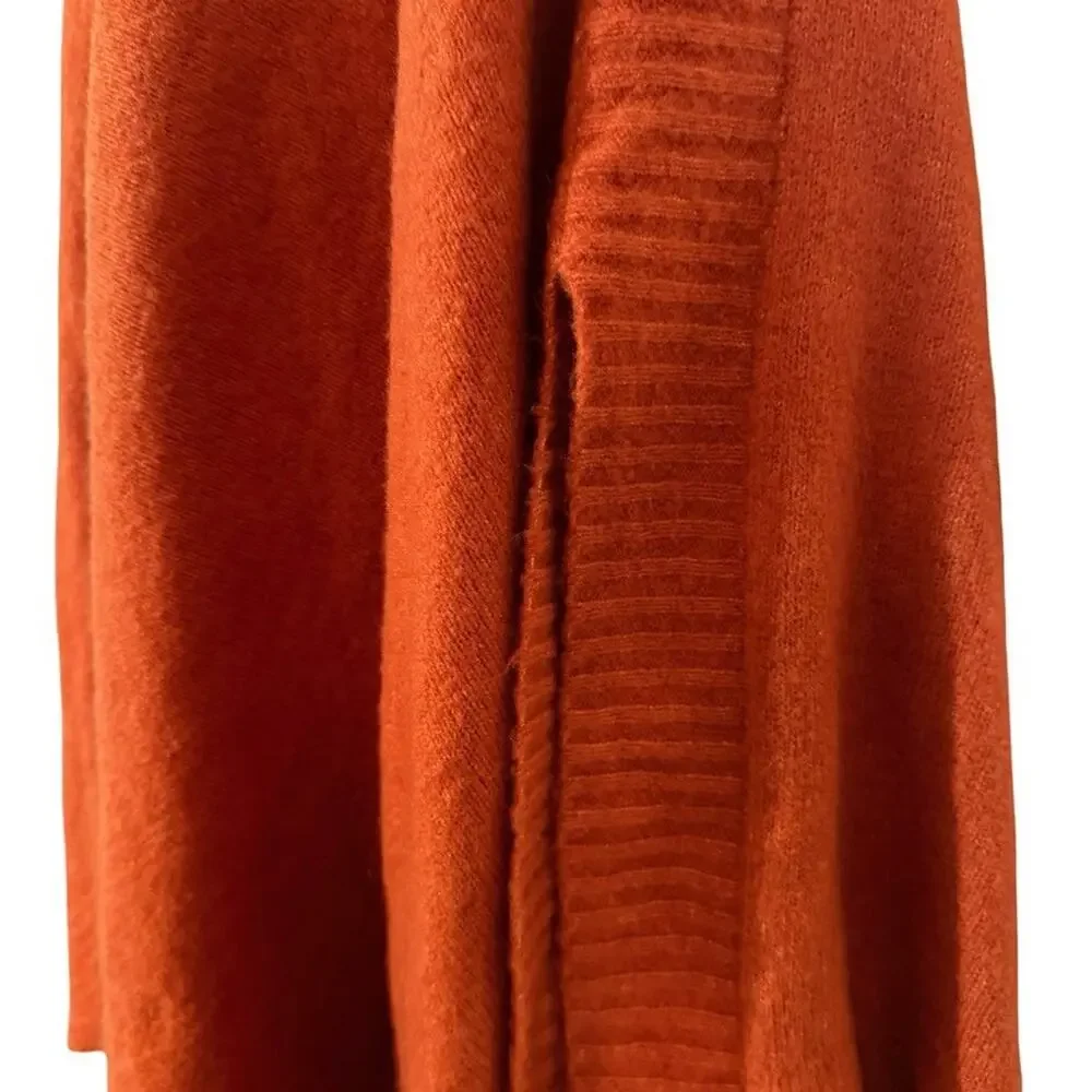 Lou & Grey Orange Turtleneck Asymmetrical Poncho Wool Blend Sweater sz One Size